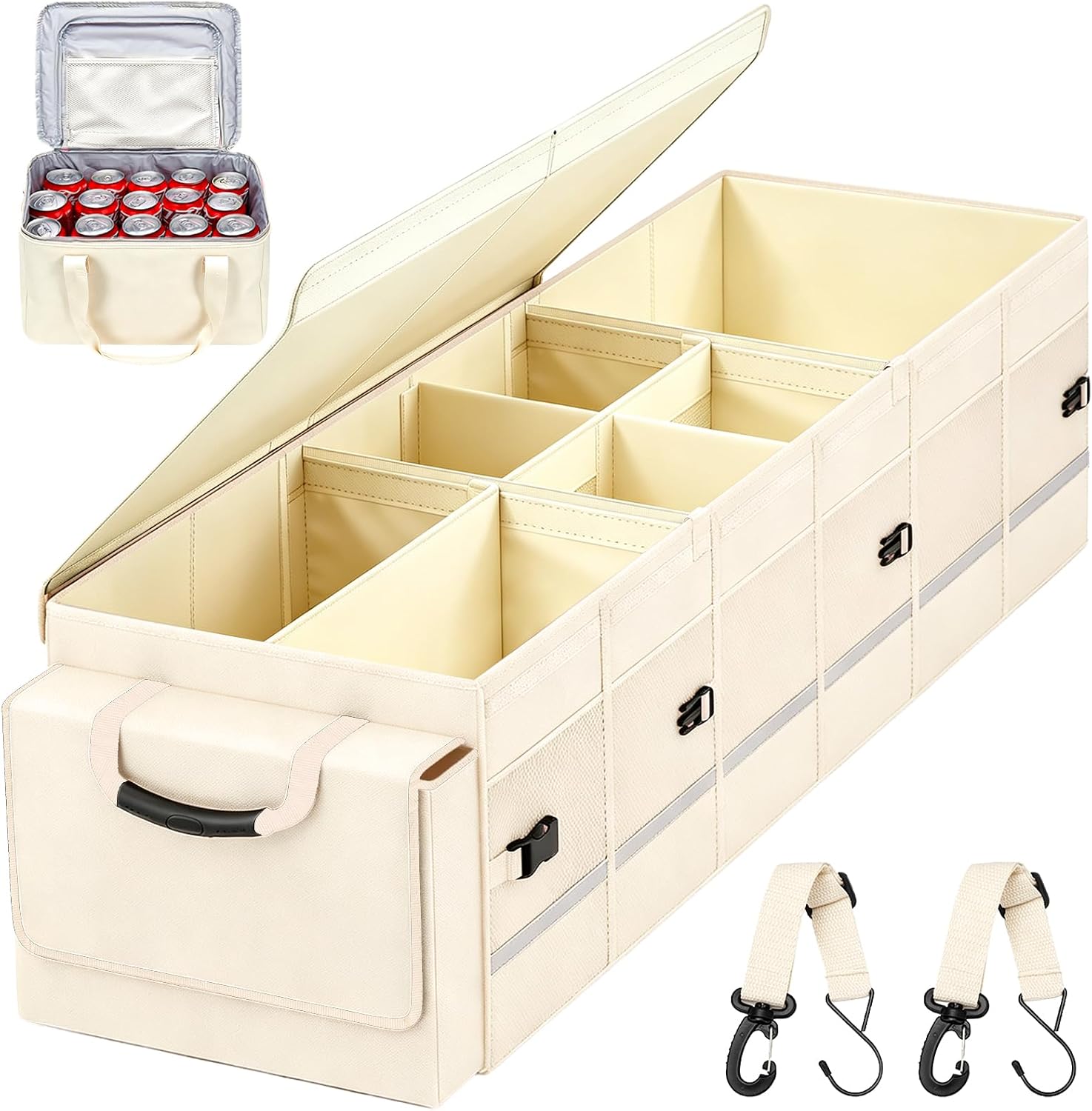 Car Trunk Organizer and Storage with Lid & Removable Leakproof Cooler Bag, Car Accessories 6 Removable Dividers for Custom Space, Collapsible Large Trunk Organizers Interior for SUV Sendan with Cover | Collapsible Trunk Organizers with Lid & Removable Coo mysite