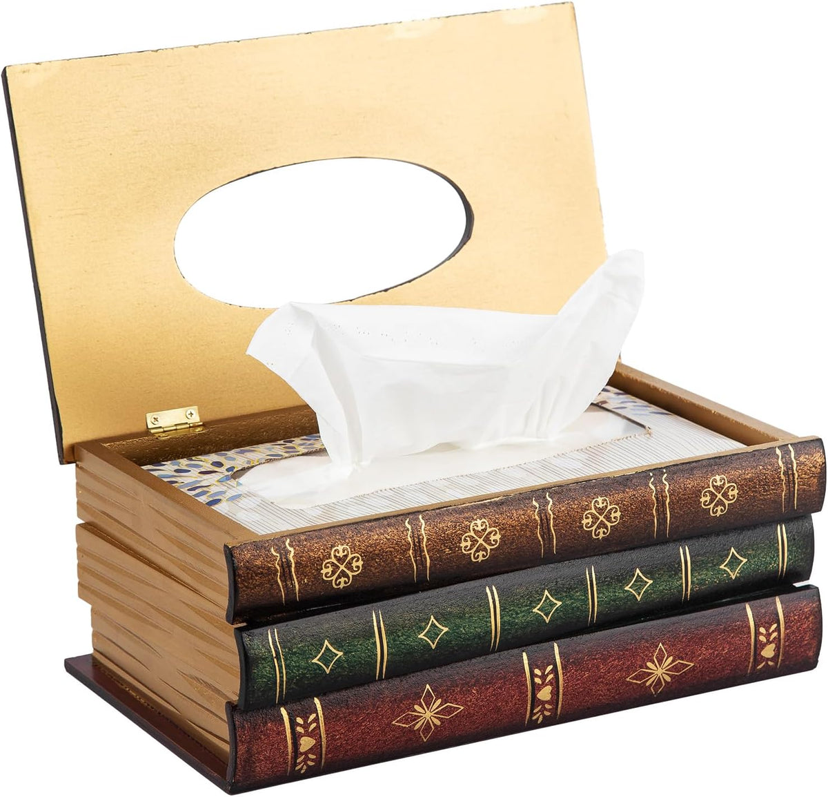 Retro Wooden Antique Book Tissue Box Cover Rectangular Home Library Decor mysite
