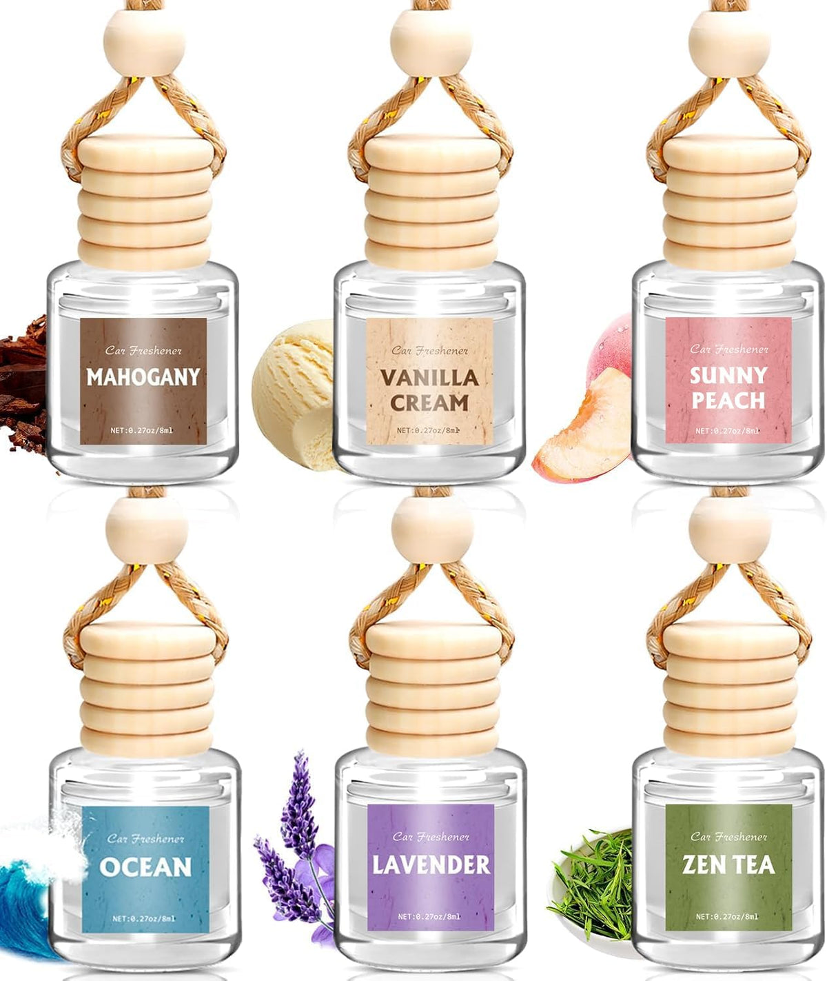 AROIC 6Pack Car Air Freshener, Hanging Essential Oil Air Freshener Diffuser mysite