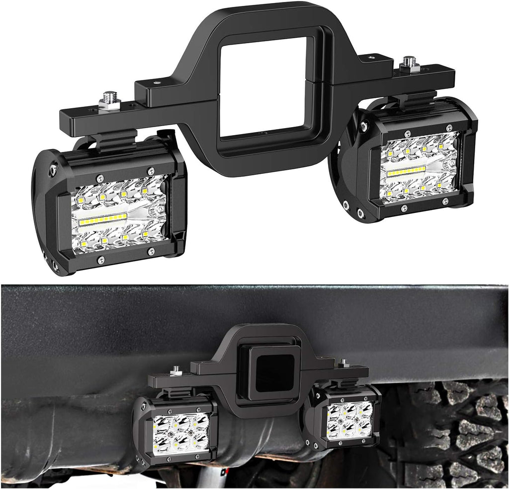 Nilight 2 Pcs 4 Inch 60W Led Pods with 2 Inch Tow Hitch Mounting Brackets Backup Reverse Lights Rear Light Bar for Pickup ATV SUV Truck Trailer Boat mysite