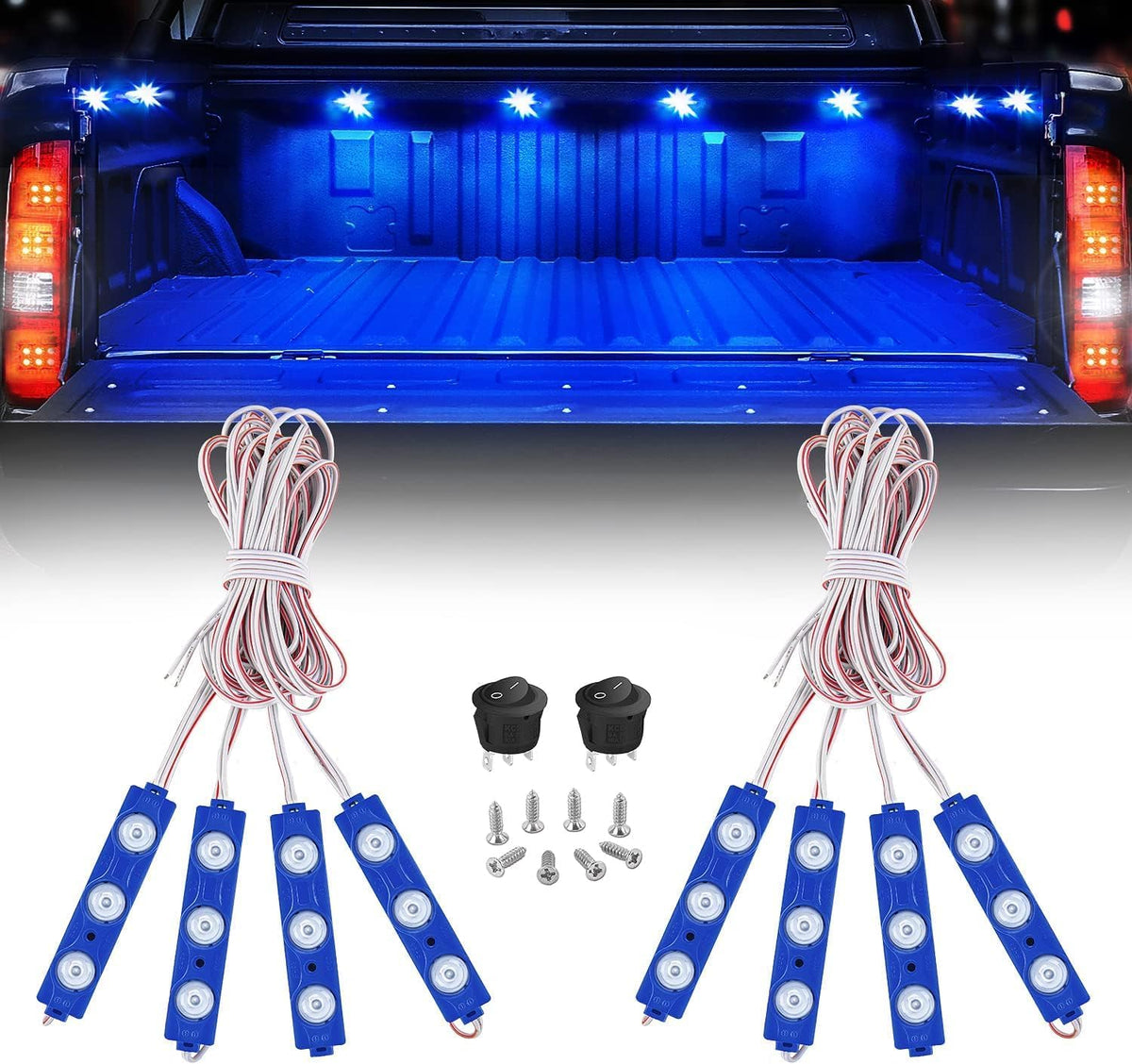 Nilight 8PCS Truck Pickup Bed Light Kit 24LED White | Rock for Van Off-Road Under Car Side Marker Foot Wells Rail Lights with Switch mysite