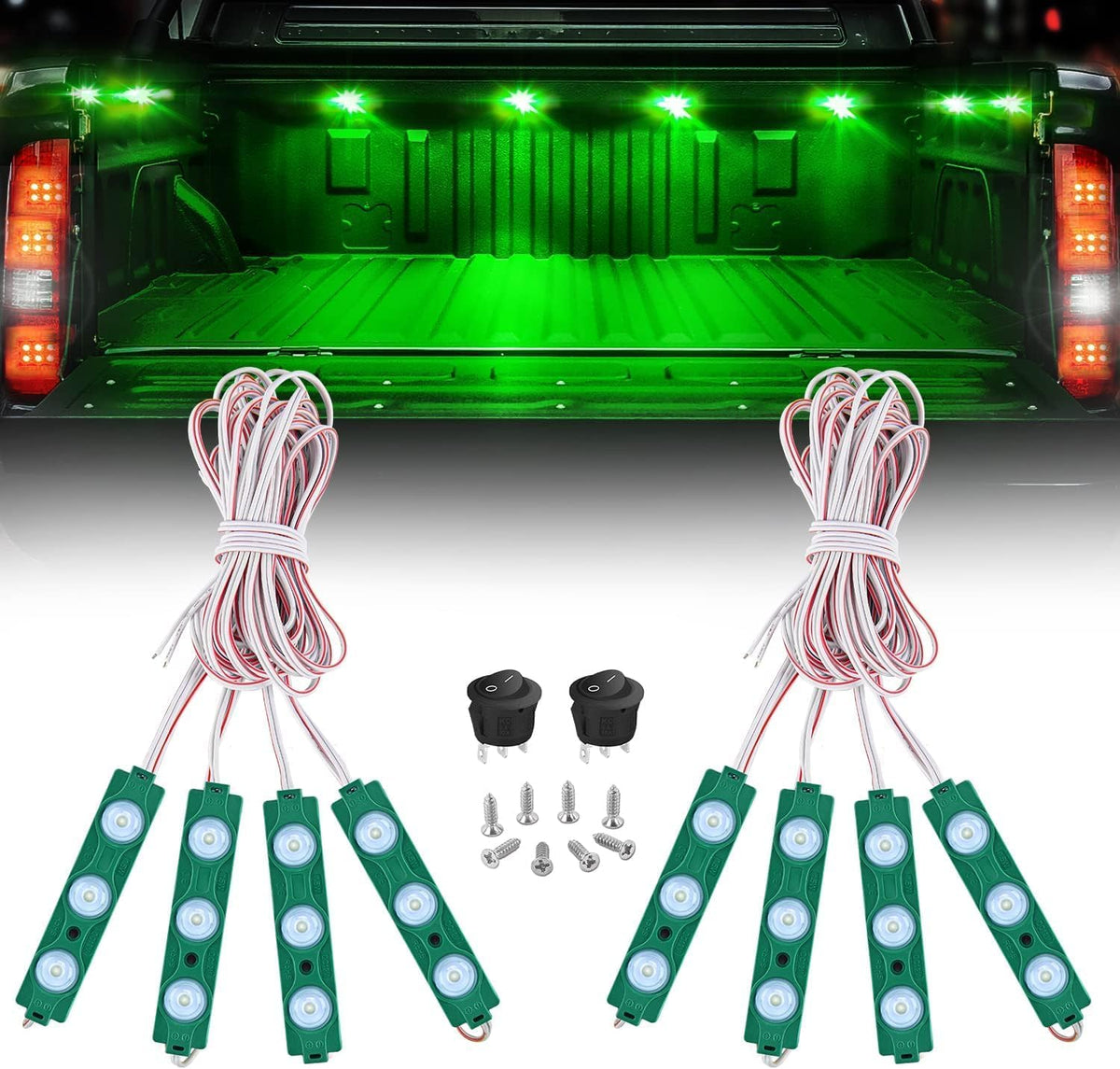 Nilight 8PCS Truck Pickup Bed Light Kit 24LED White | Rock for Van Off-Road Under Car Side Marker Foot Wells Rail Lights with Switch mysite
