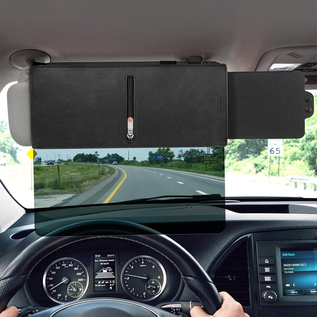 Veharvim 2 Pack Sun Visor Extender for Car with Zipper Slider (Driver + Passenger Side), Upgraded UV400 Car Sun Visor Extension with PC Lens and Side Sunshade, Anti-Glare, UV-Filtering mysite
