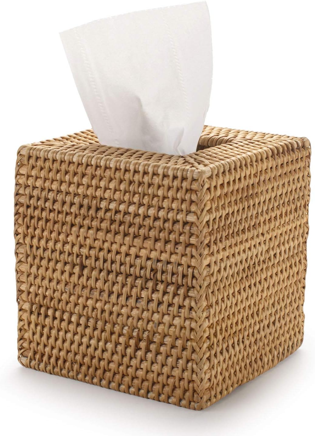 Rattan Tissue Box Cover Square, Hand Woven Wicker Tissue Holder, 5.5 x 5.5 X 5.7 inch, Natural mysite