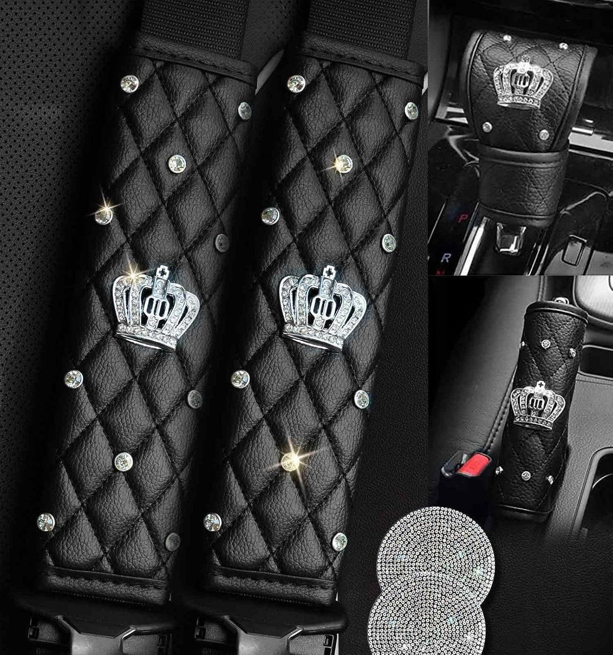 2PCS Bling Car Seatbelt Strap Covers for Women Girls - Crystal Rhinestone Velvet Shoulder Pad Protector - Diamond Shine Safety Shoulder Pad, Car Decor Interior Accessories mysite