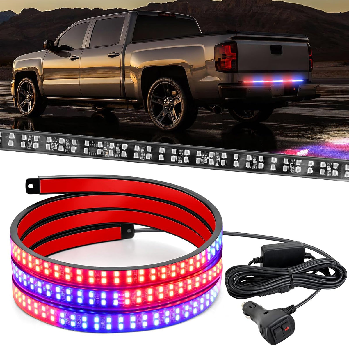 Nilight 60 Inch Truck Tailgate Light Bar 108 LED Single Row | LED Tailgate Light Strip with Running Brake Turn Signal and White Reverse Lights for Pickup Trucks mysite