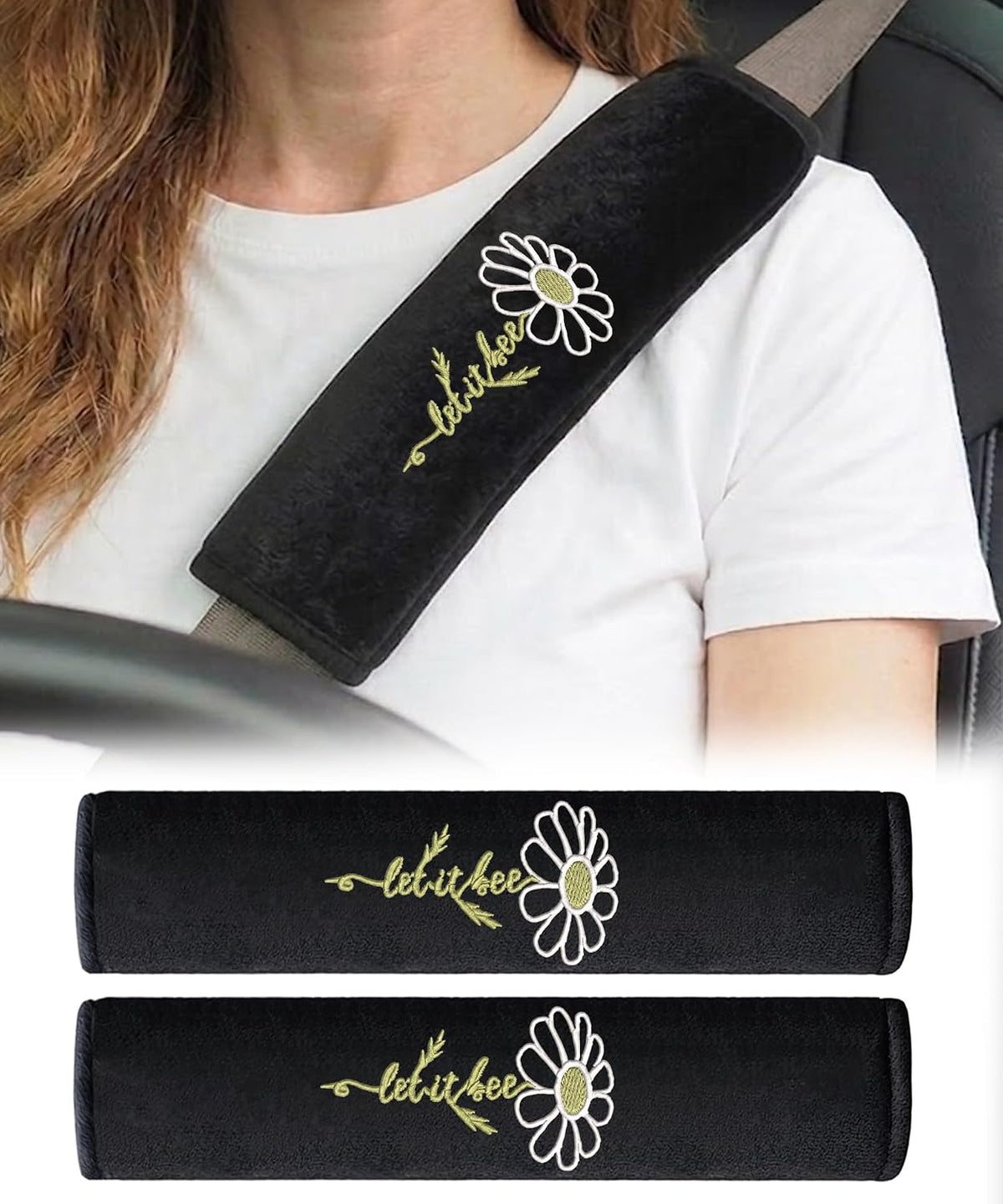 2 Pack Car Seatbelt Covers with 3 PCS Trust in God Rearview Mirror Stickers，Soft Seatbelt Cushion，All Season Pink Christian Car Accessories for Women mysite