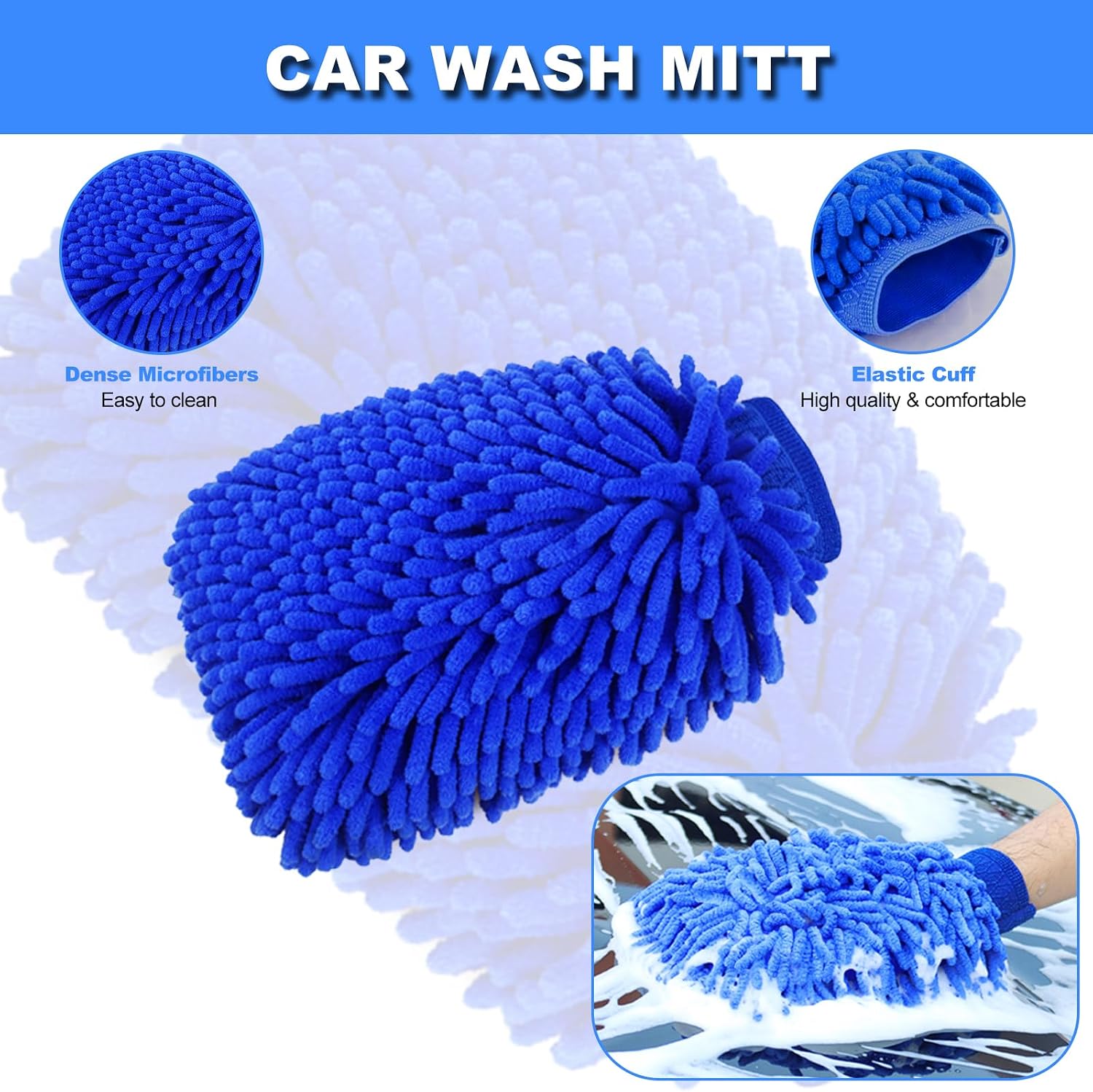 62'' Car Wash Brush with Long Handle, Car Wash Kit with Tire Brush, Tower, Window Squeegee, Chenille Microfiber Car Wash Mop Mitt, Car Cleaning Brush Kit Supplies for Car, Truck, SUV, RV mysite