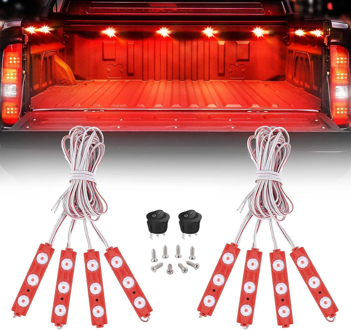 Nilight 8PCS Truck Pickup Bed Light Kit 24LED White | Rock for Van Off-Road Under Car Side Marker Foot Wells Rail Lights with Switch mysite