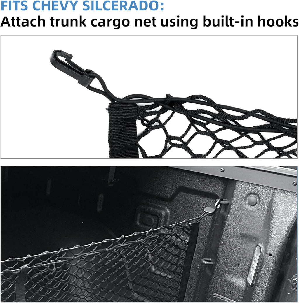 Truck Bed Cargo Net 50"x18" for Pickup - Durable Storage Organizer | 50"x18" F150 GMC Heavy Duty Elastic Storage Mesh mysite