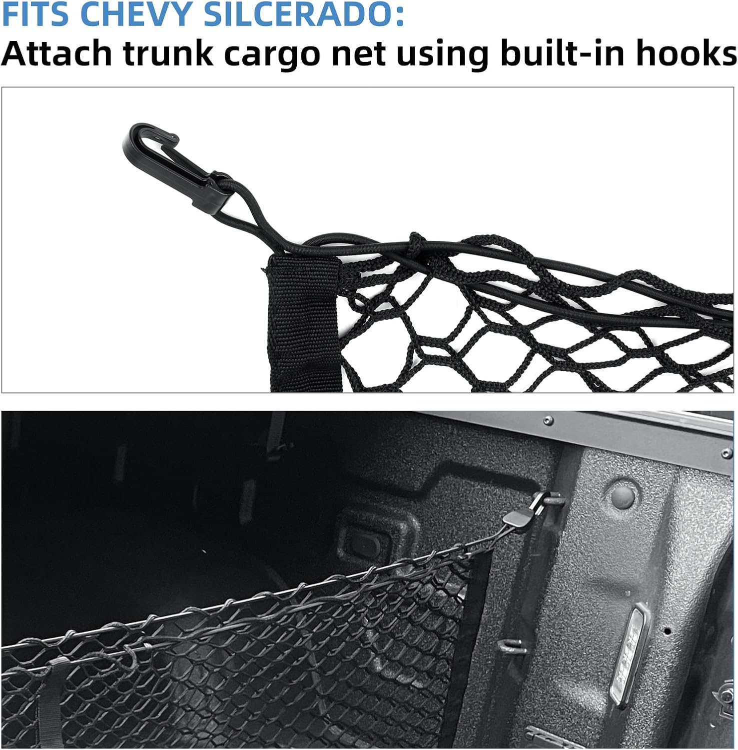 Truck Bed Cargo Net 50"x18" for Pickup - Durable Storage Organizer | 50"x18" F150 GMC Heavy Duty Elastic Storage Mesh mysite