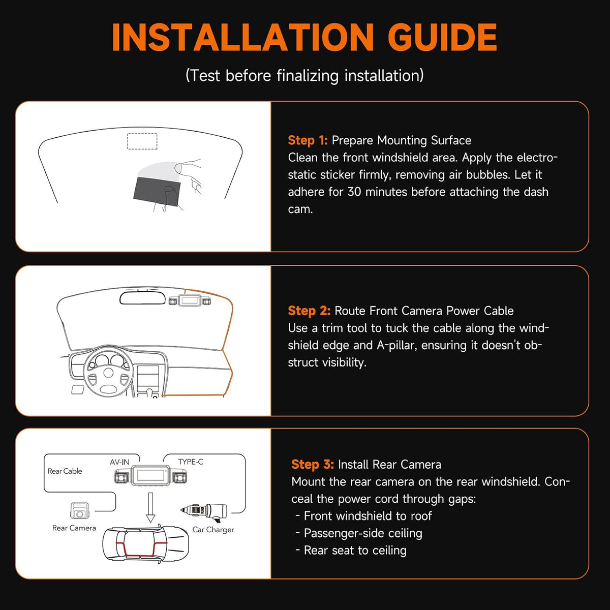 360° Dash Cam Front and Rear Inside, 4 Channel Dash Camera for Car mysite