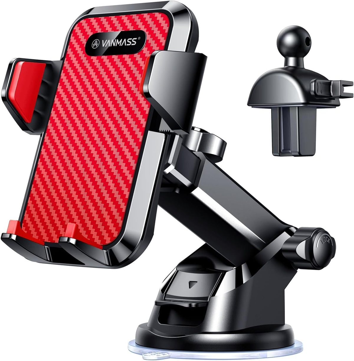VANMASS【85+LBS Strongest Suction & Military-Grade Ultimate Car Phone Mount【Patent Safety Certs】 Cell Phone Holder for Dash Windshield Vent for iPhone 18 17 Pro Max Automobile Interior Sets, Ink Black mysite