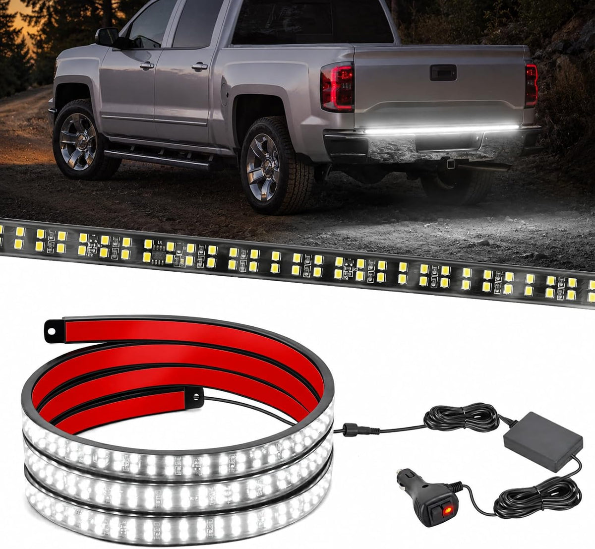 Nilight 60 Inch Truck Tailgate Light Bar 108 LED Single Row | LED Tailgate Light Strip with Running Brake Turn Signal and White Reverse Lights for Pickup Trucks mysite