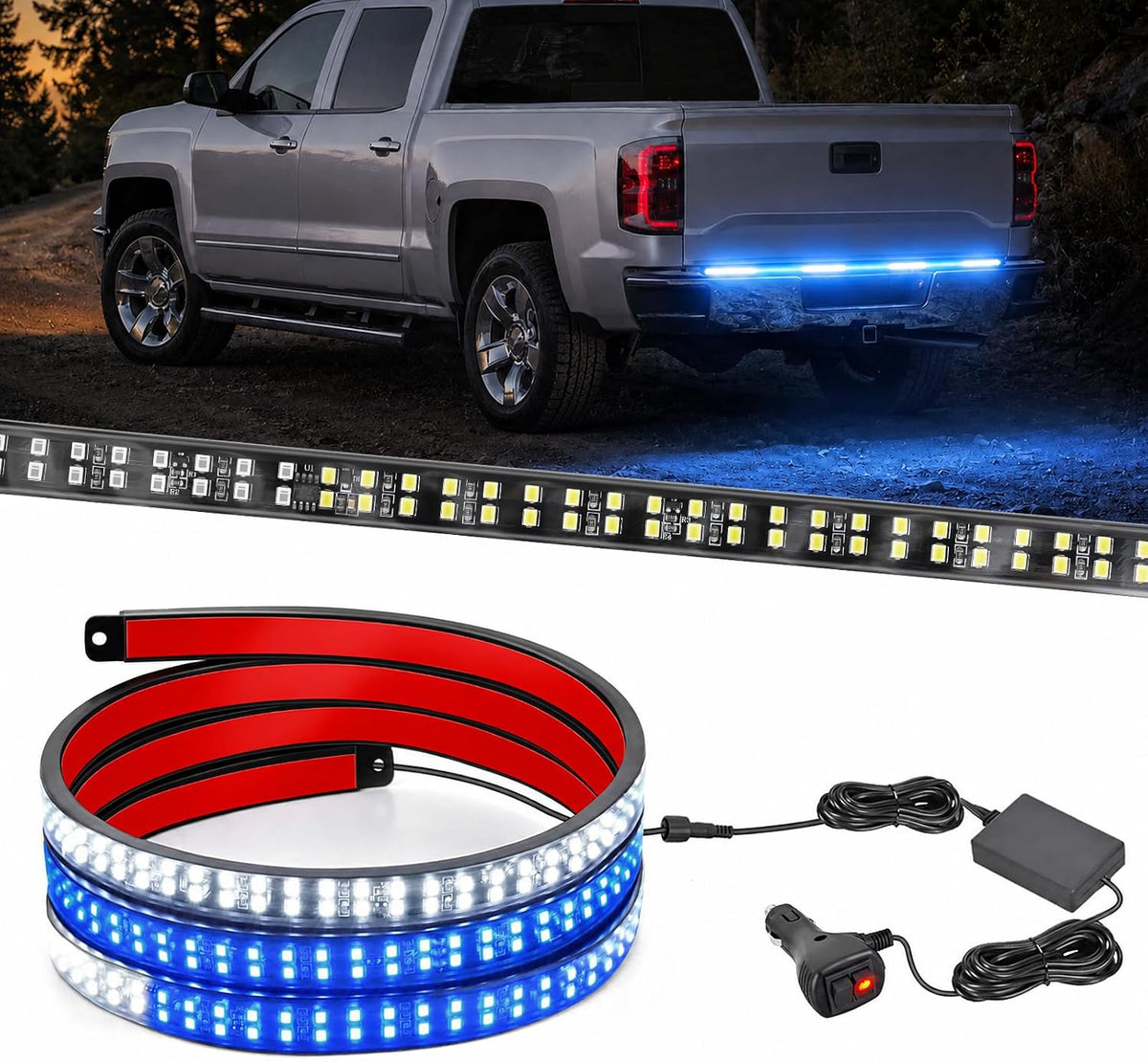 Nilight 60 Inch Truck Tailgate Light Bar 108 LED Single Row | LED Tailgate Light Strip with Running Brake Turn Signal and White Reverse Lights for Pickup Trucks mysite