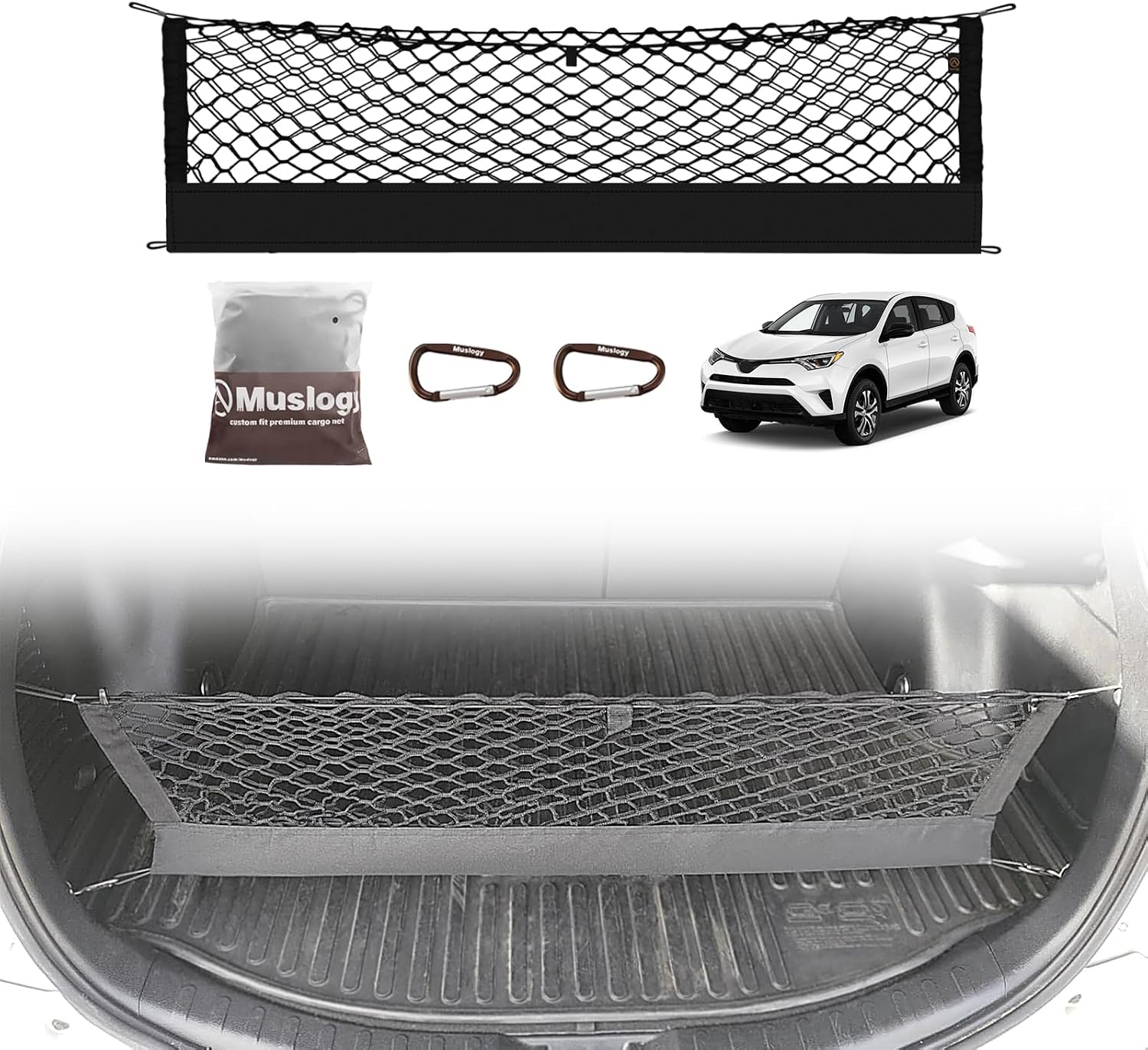 Truck Bed Cargo Net Trunk Netting Compatible with 2013-2026 Chevy Silverado & GMC Sierra 1500/2500HD/3500HD Accessories, Pickup Cargo Organizer SUV Sedan Storage Net w/Heavy Duty Carabiners mysite