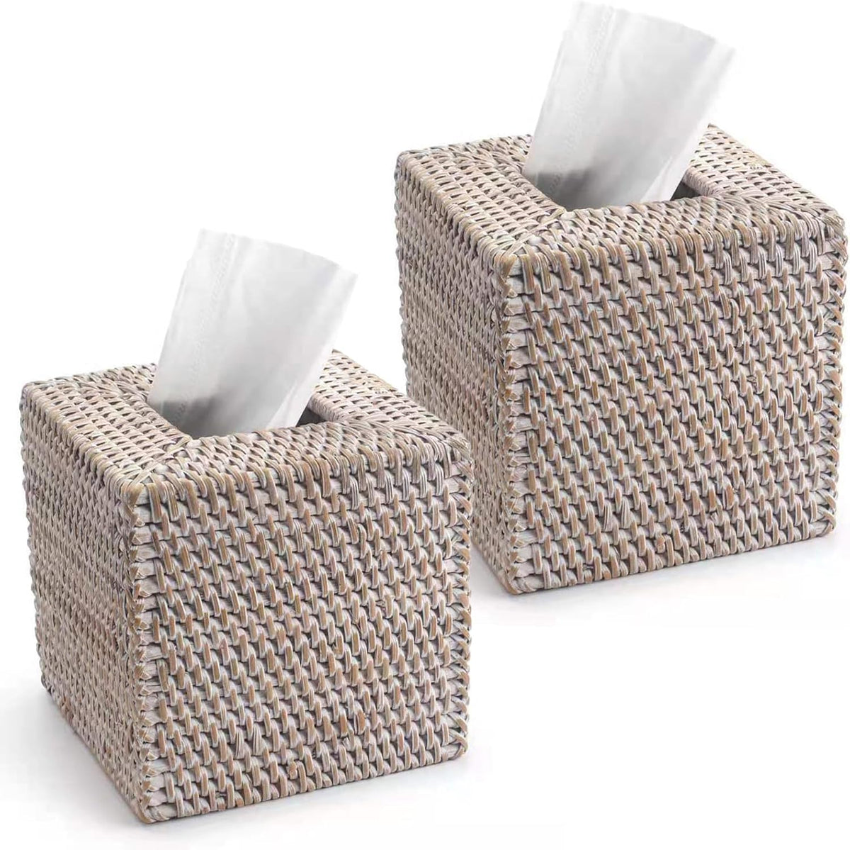 Rattan Tissue Box Cover Square, Hand Woven Wicker Tissue Holder, 5.5 x 5.5 X 5.7 inch, Natural mysite