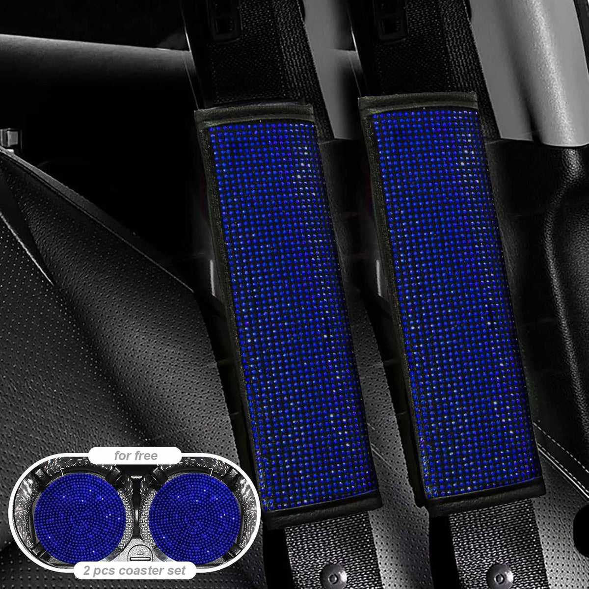 2PCS Bling Car Seatbelt Strap Covers for Women Girls - Crystal Rhinestone Velvet Shoulder Pad Protector - Diamond Shine Safety Shoulder Pad, Car Decor Interior Accessories mysite