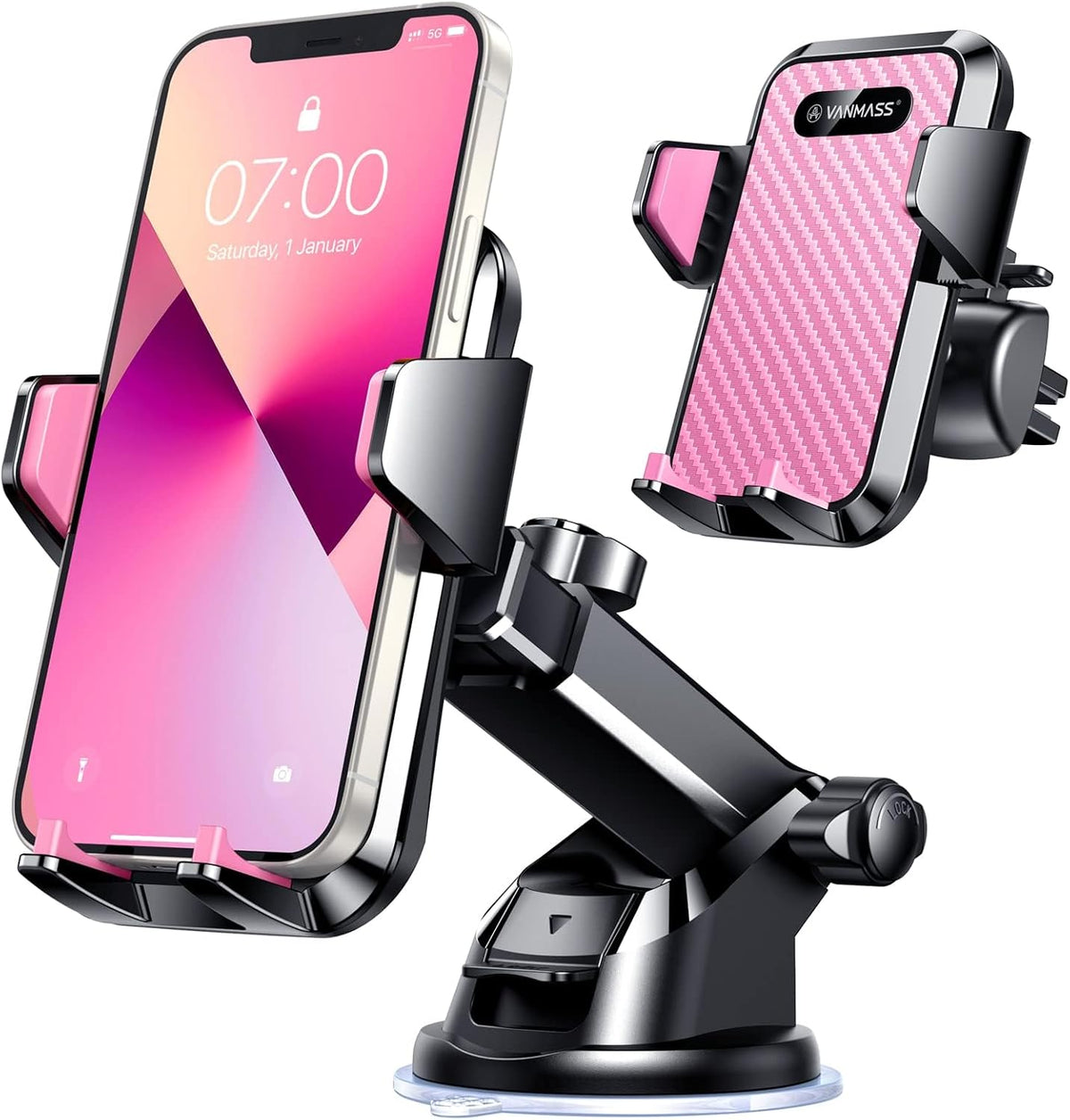 VANMASS【85+LBS Strongest Suction & Military-Grade Ultimate Car Phone Mount【Patent Safety Certs】 Cell Phone Holder for Dash Windshield Vent for iPhone 18 17 Pro Max Automobile Interior Sets, Ink Black mysite
