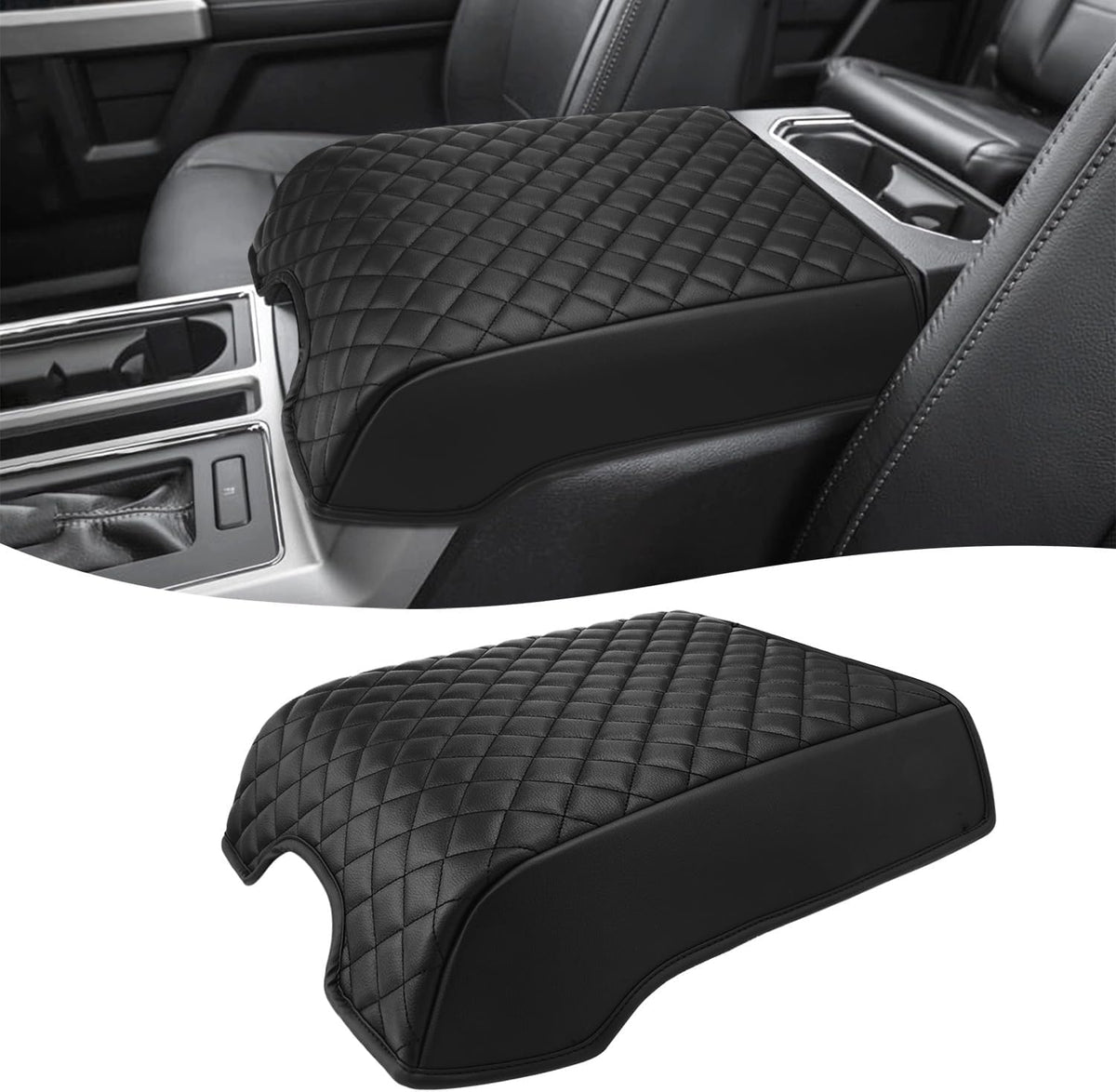 KBH Center Console Armrest Cover for 2015-2020 Ford F150, 2017-2022 F250 F350 F450 F550, 2018-2024 Expedition, Bucket Seat, PU Leather Cushion Thick Pad, Anti-Scratch, Black (Not for Other Years) mysite