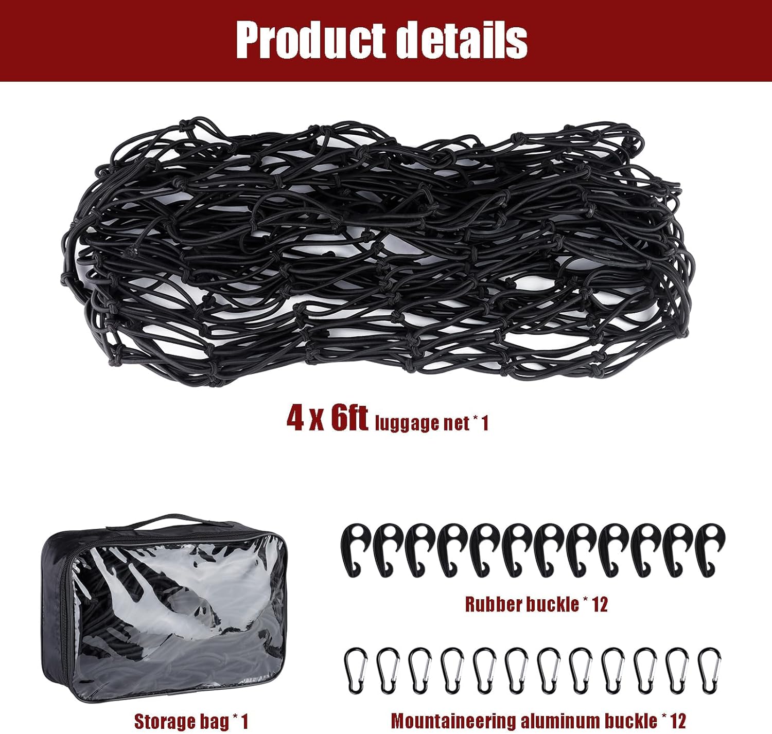 Heavy Duty Cargo Net for Pickup Truck Bed - 4' x 6' Stretches to 10' x 15' | Small 4"x4" Latex Bungee Net Mesh with 24 Clips - Compatible with Ford, Chevy, Dodge Ram, Toyota mysite
