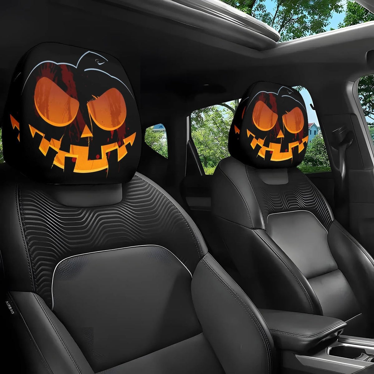 Funny Cartoon car headrest Cover, 2 Pieces Set of Cute Funny Eyes, Suitable for Halloween, Christmas car Universal Elastic Models Funny Decoration mysite