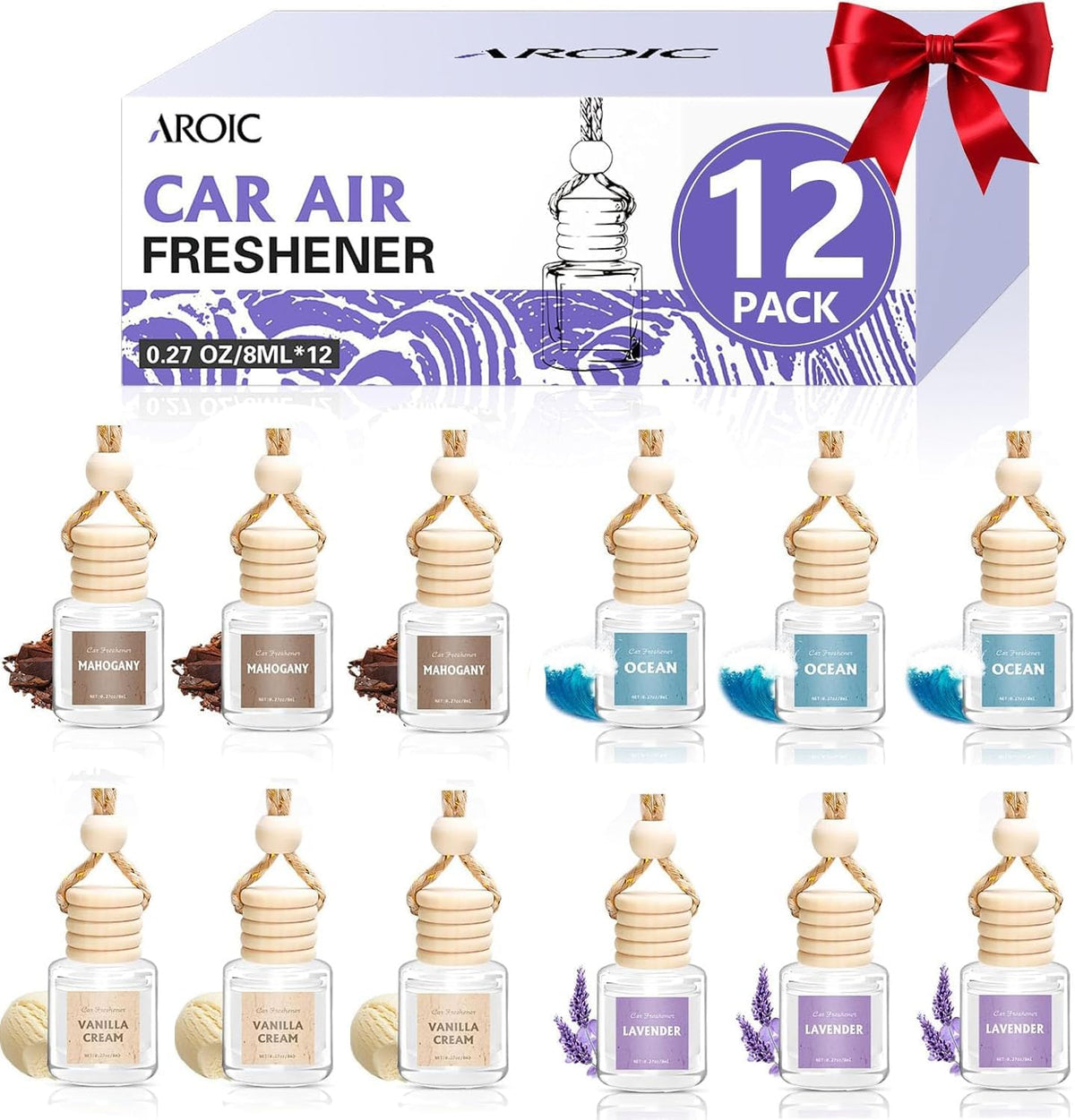AROIC 6Pack Car Air Freshener, Hanging Essential Oil Air Freshener Diffuser mysite