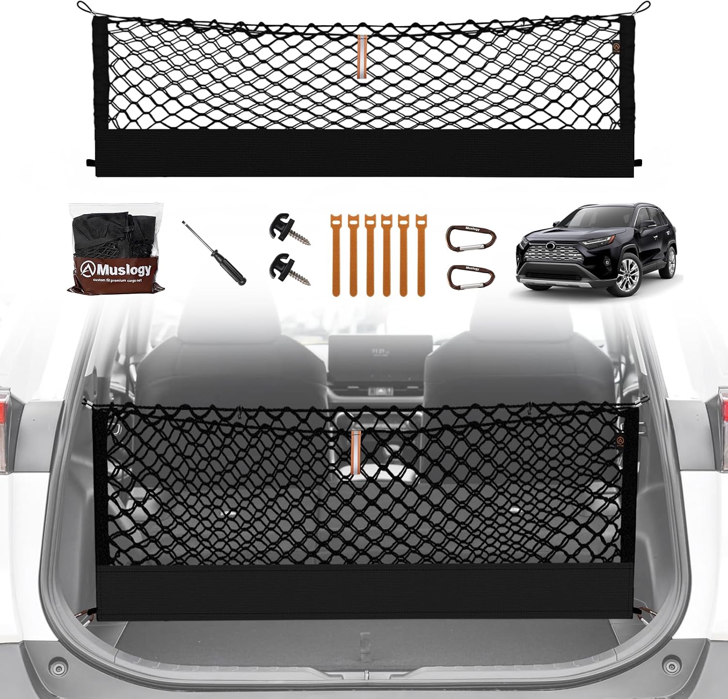 Truck Bed Cargo Net Trunk Netting Compatible with 2013-2026 Chevy Silverado & GMC Sierra 1500/2500HD/3500HD Accessories, Pickup Cargo Organizer SUV Sedan Storage Net w/Heavy Duty Carabiners mysite