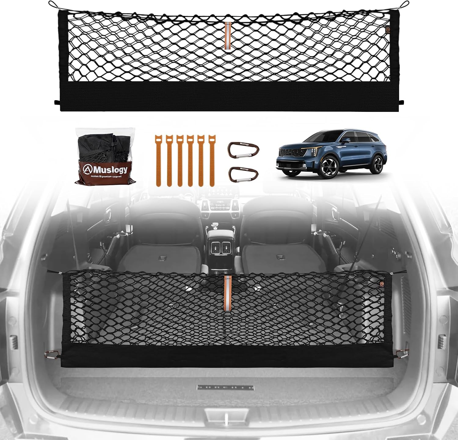 Truck Bed Cargo Net Trunk Netting Compatible with 2013-2026 Chevy Silverado & GMC Sierra 1500/2500HD/3500HD Accessories, Pickup Cargo Organizer SUV Sedan Storage Net w/Heavy Duty Carabiners mysite