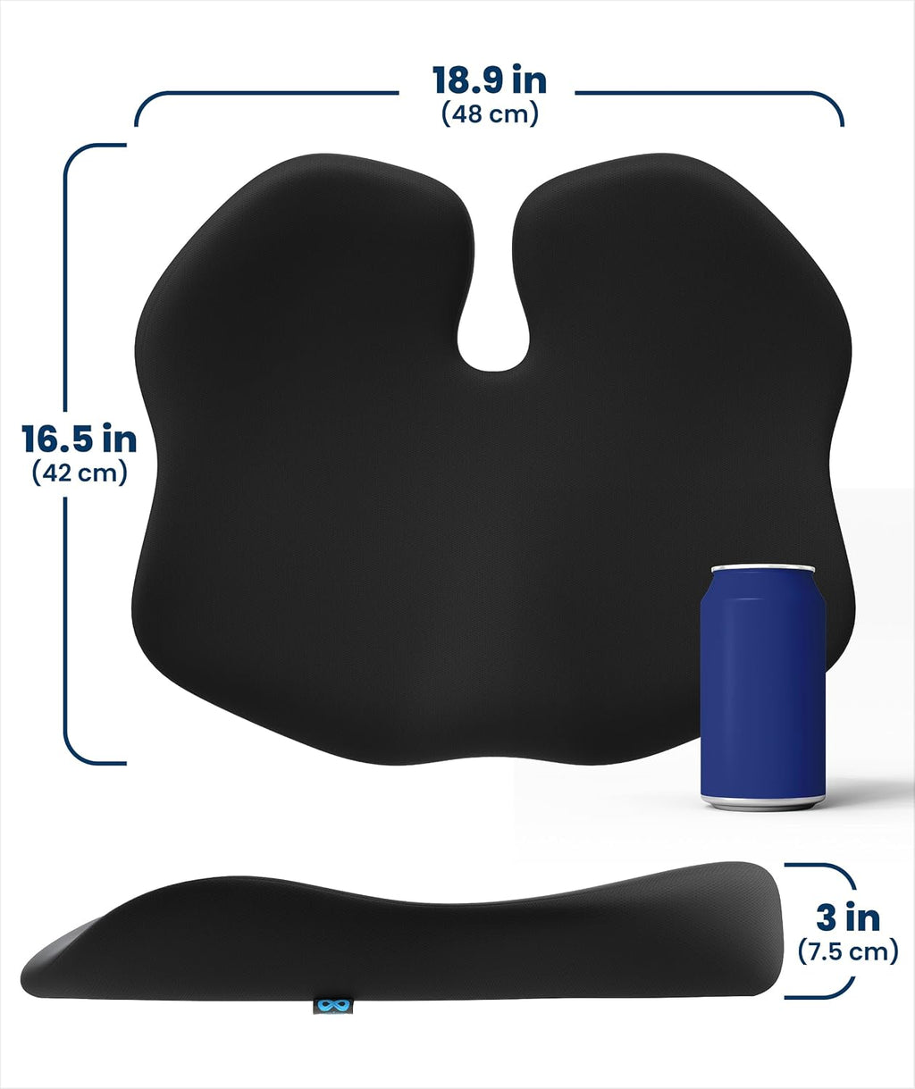 Everlasting Comfort Car Seat Cushion for Driving - Orthopedic Car Cushion for Office, Travel, Gaming Chair Memory Foam Driver Booster for Short People, Non-Slip, Washable Cover, Back & Sciatica Relief mysite