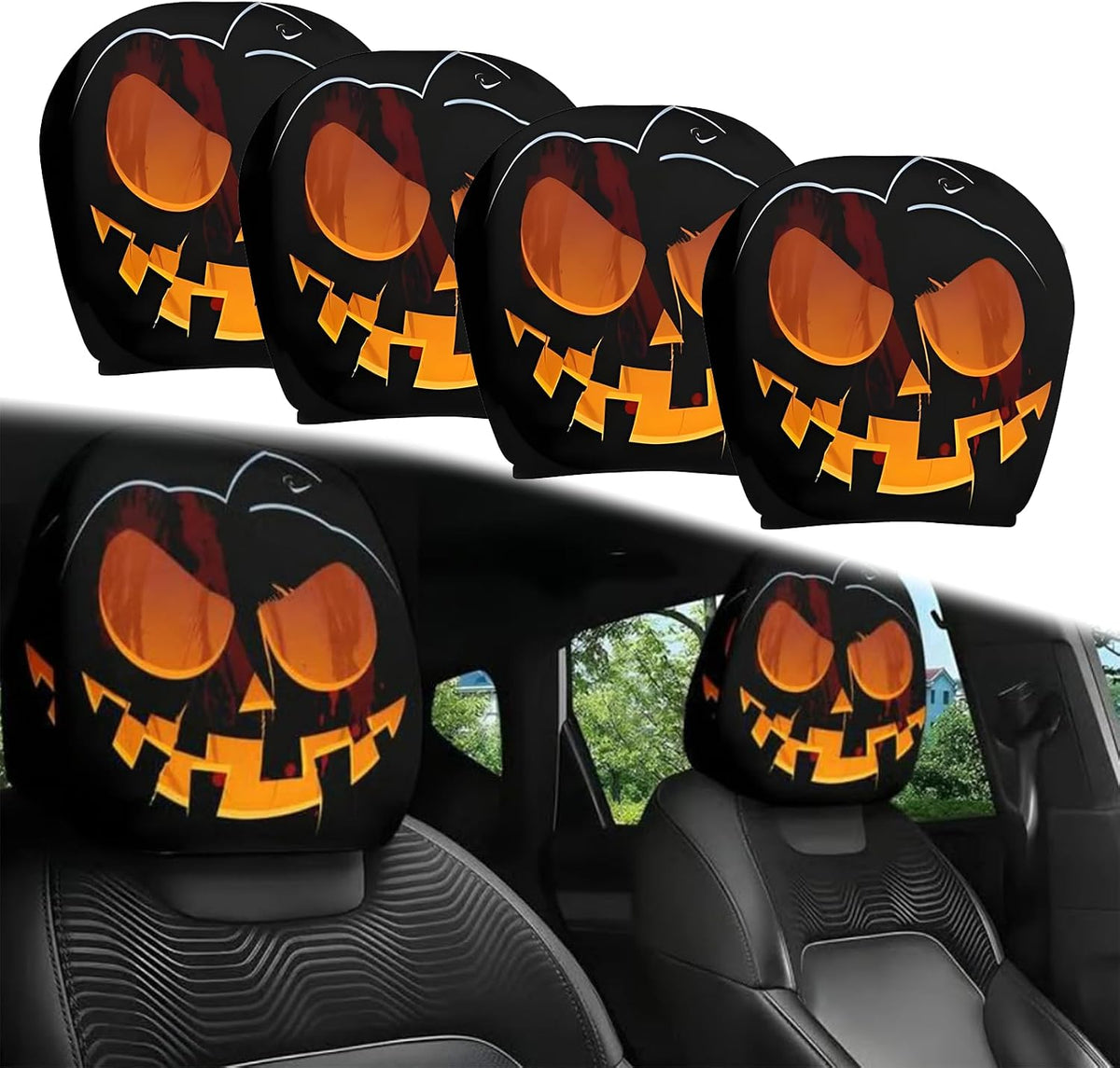 2PCS Funny Cartoon Car Headrest Covers, Cute Funny Cartoon Eyes Car Seat Head Rest Protector for Auto Front Seat Rest Decoration (A-1 Pair) mysite