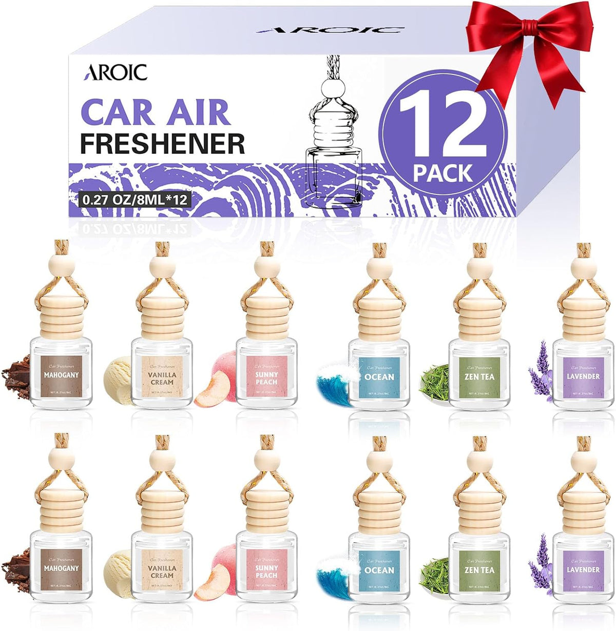 AROIC 6Pack Car Air Freshener, Hanging Essential Oil Air Freshener Diffuser mysite