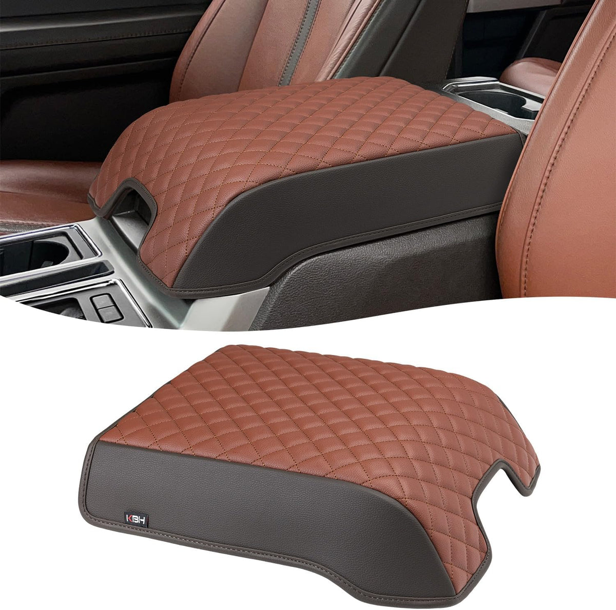 KBH Center Console Armrest Cover for 2015-2020 Ford F150, 2017-2022 F250 F350 F450 F550, 2018-2024 Expedition, Bucket Seat, PU Leather Cushion Thick Pad, Anti-Scratch, Black (Not for Other Years) mysite