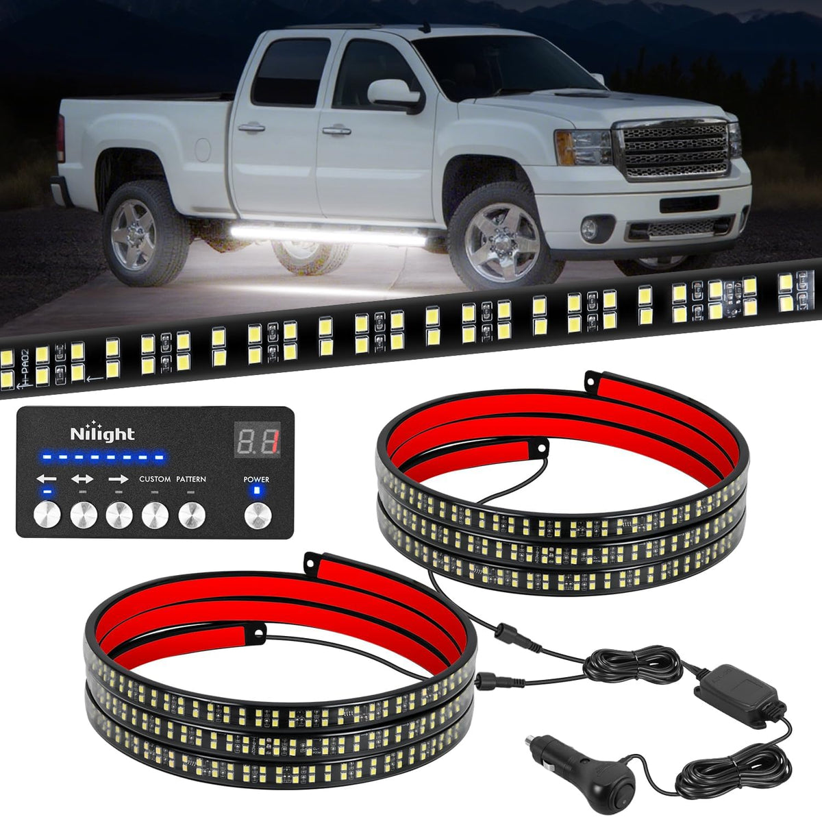 Nilight 8PCS Truck Pickup Bed Light Kit 24LED White | Rock for Van Off-Road Under Car Side Marker Foot Wells Rail Lights with Switch mysite