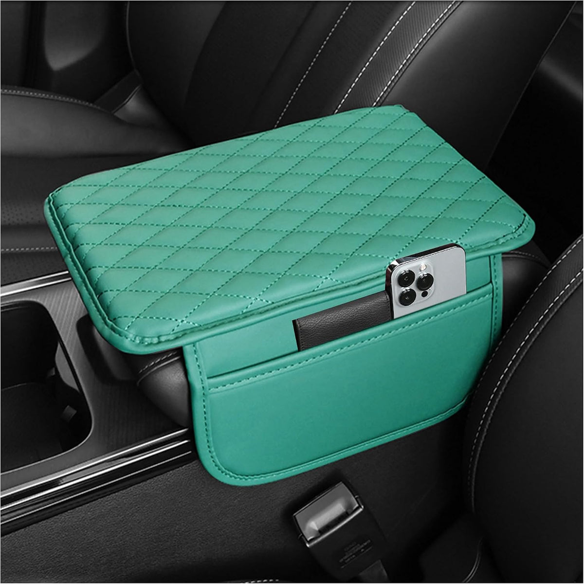 Stacool Upgraded Car Center Console Cover,Microfiber Leather Car Armrest Cover Cushion with 2 Storage Bags,Universal Car Armrest Storage Box (Black) mysite
