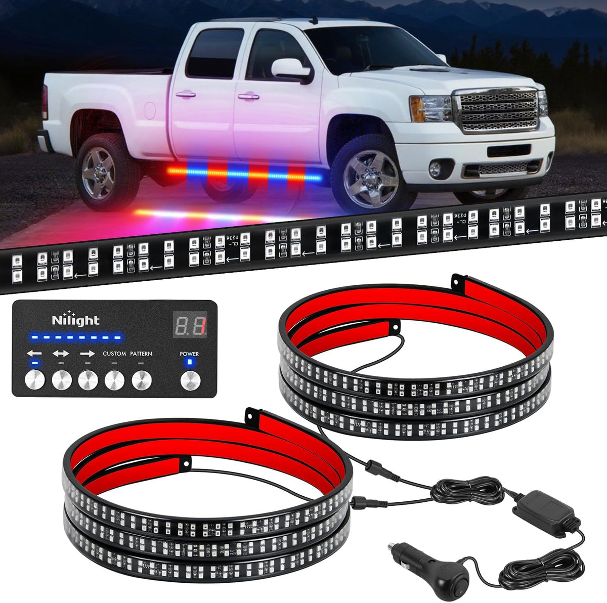 Nilight 8PCS Truck Pickup Bed Light Kit 24LED White | Rock for Van Off-Road Under Car Side Marker Foot Wells Rail Lights with Switch mysite