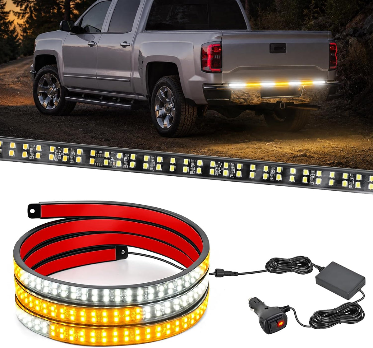 Nilight 60 Inch Truck Tailgate Light Bar 108 LED Single Row | LED Tailgate Light Strip with Running Brake Turn Signal and White Reverse Lights for Pickup Trucks mysite