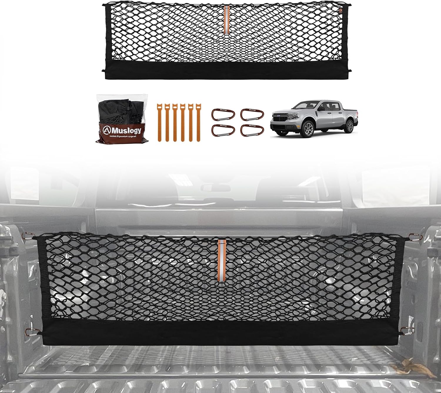 Truck Bed Cargo Net Trunk Netting Compatible with 2013-2026 Chevy Silverado & GMC Sierra 1500/2500HD/3500HD Accessories, Pickup Cargo Organizer SUV Sedan Storage Net w/Heavy Duty Carabiners mysite