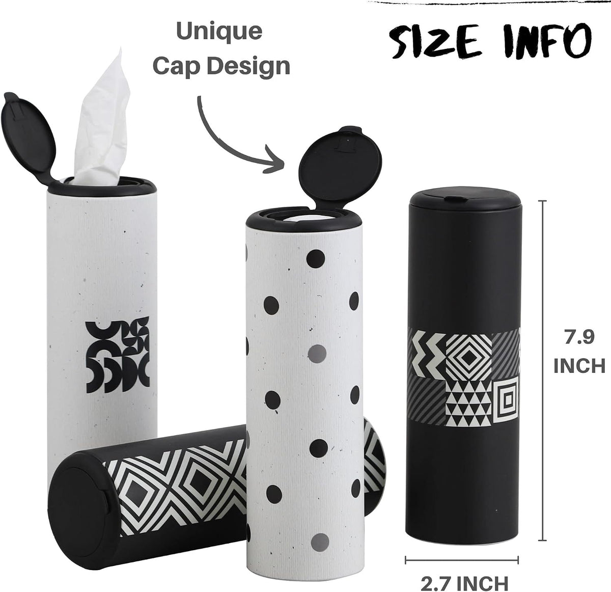 Car Tissue Holder with Facial Tissues Bulk - 4 PK Car Tissues Cylinder with Cap, Tissue Holder for Car, Travel Tissues for Car Cup Holder, Refill Car Tissue Box Round Container mysite