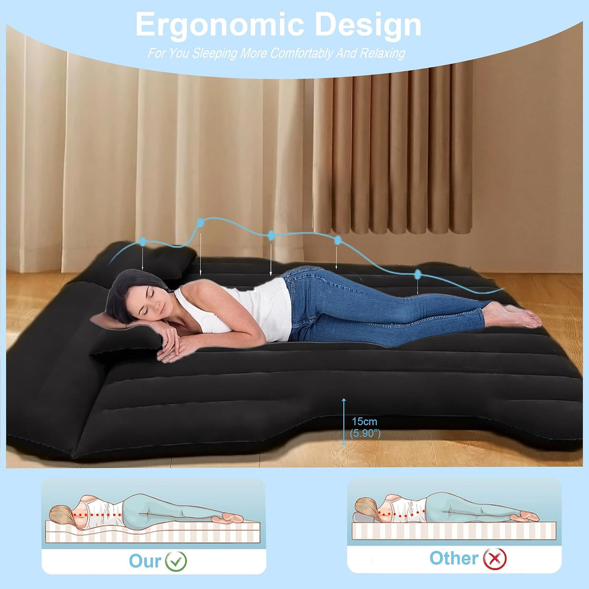 Car Air Mattress Inflatable Camping Bed for Tesla Model Y Backseat Trunk mysite