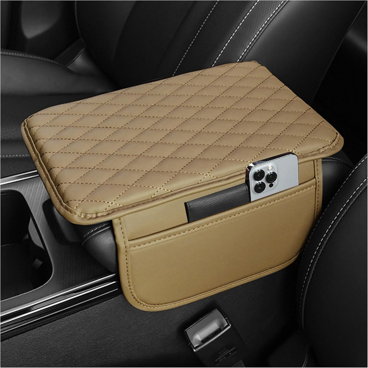 Stacool Upgraded Car Center Console Cover,Microfiber Leather Car Armrest Cover Cushion with 2 Storage Bags,Universal Car Armrest Storage Box (Black) mysite