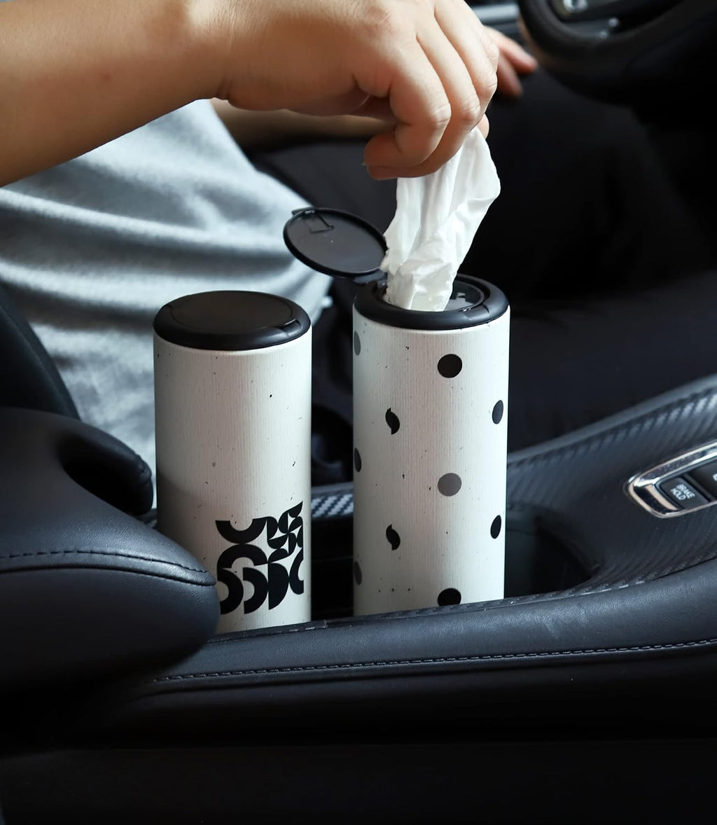 Car Tissue Holder with Facial Tissues Bulk - 4 PK Car Tissues Cylinder with Cap, Tissue Holder for Car, Travel Tissues for Car Cup Holder, Refill Car Tissue Box Round Container mysite