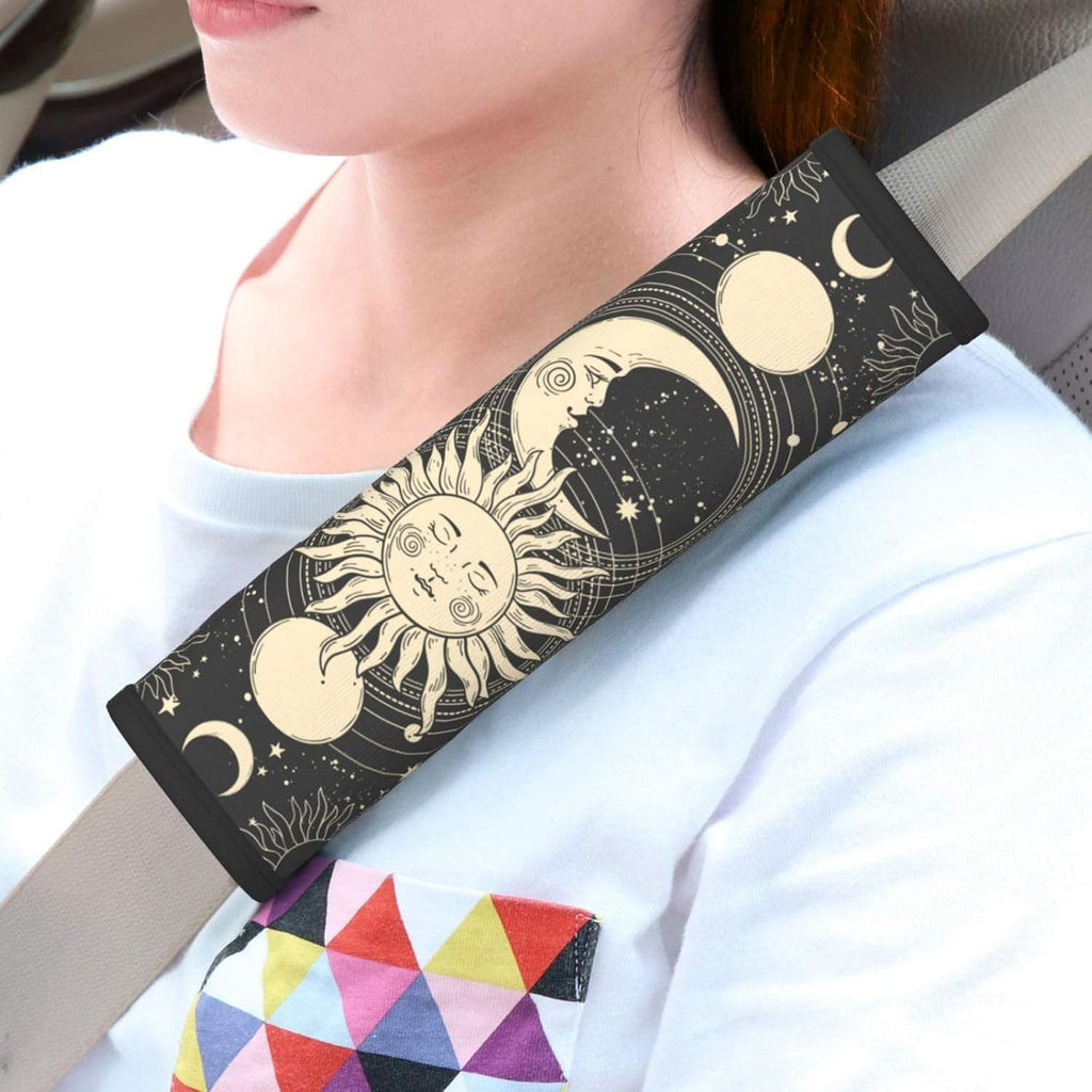 Vintage Sun Moon Stars 2PCS Car Seat Belt Cover – Super Soft Seatbelt Shoulder Protection Cushion, Comfortable Car Seat Belt Strap to Protect Your Neck and Shoulder mysite