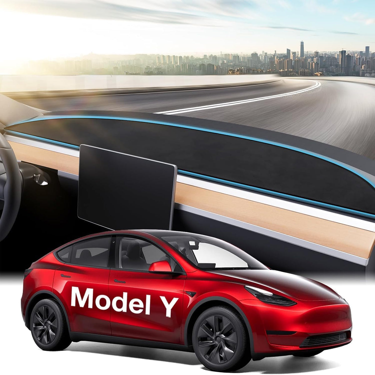 Wigoo Dashboard Cover for Tesla Model Y 2020-2024, Anti-Glare Suede mysite