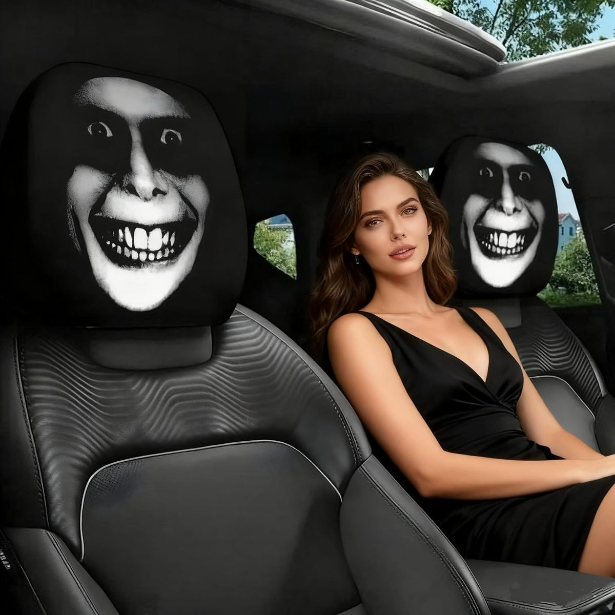Funny Cartoon car headrest Cover, 2 Pieces Set of Cute Funny Eyes, Suitable for Halloween, Christmas car Universal Elastic Models Funny Decoration mysite