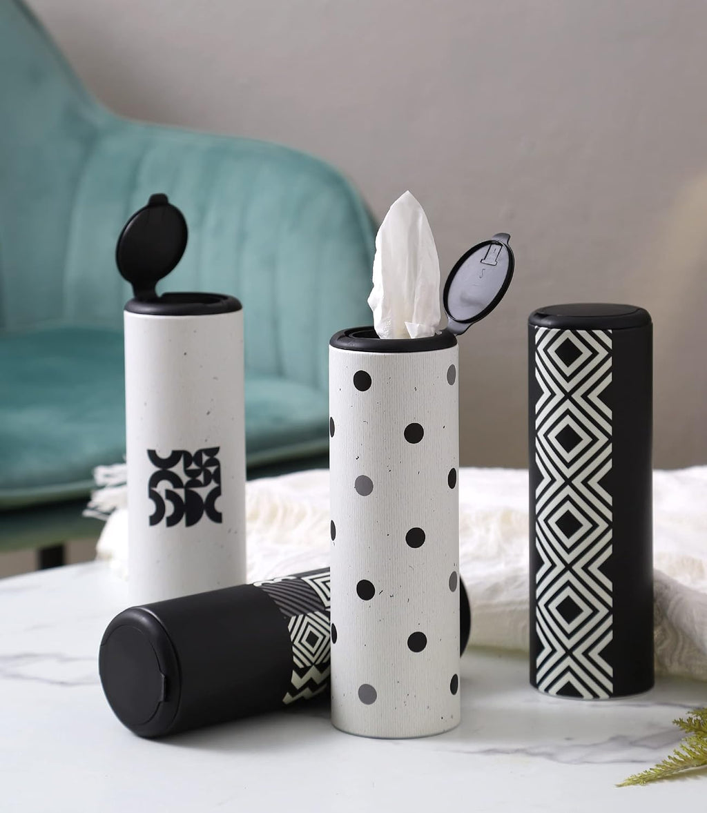 Car Tissue Holder with Facial Tissues Bulk - 4 PK Car Tissues Cylinder with Cap, Tissue Holder for Car, Travel Tissues for Car Cup Holder, Refill Car Tissue Box Round Container mysite