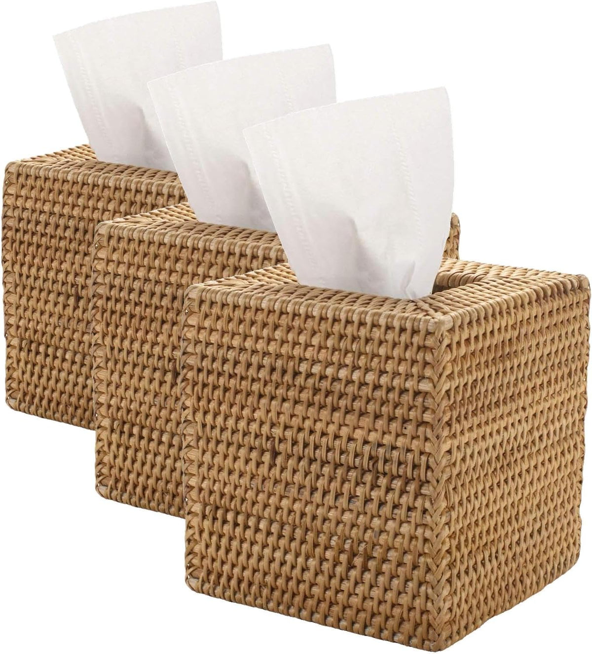 Rattan Tissue Box Cover Square, Hand Woven Wicker Tissue Holder, 5.5 x 5.5 X 5.7 inch, Natural mysite