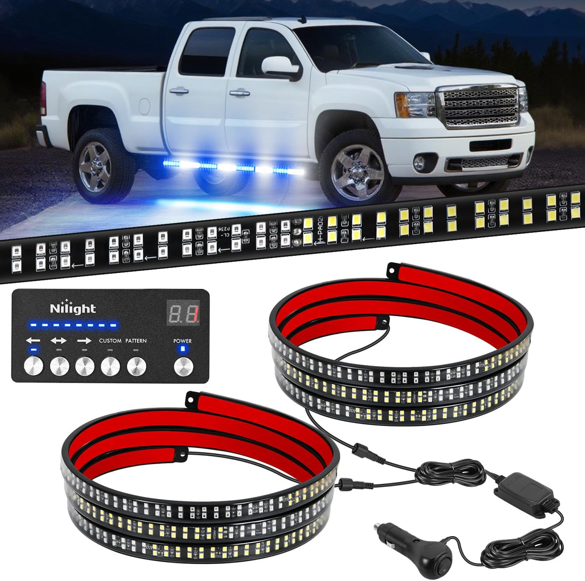 Nilight 8PCS Truck Pickup Bed Light Kit 24LED White | Rock for Van Off-Road Under Car Side Marker Foot Wells Rail Lights with Switch mysite