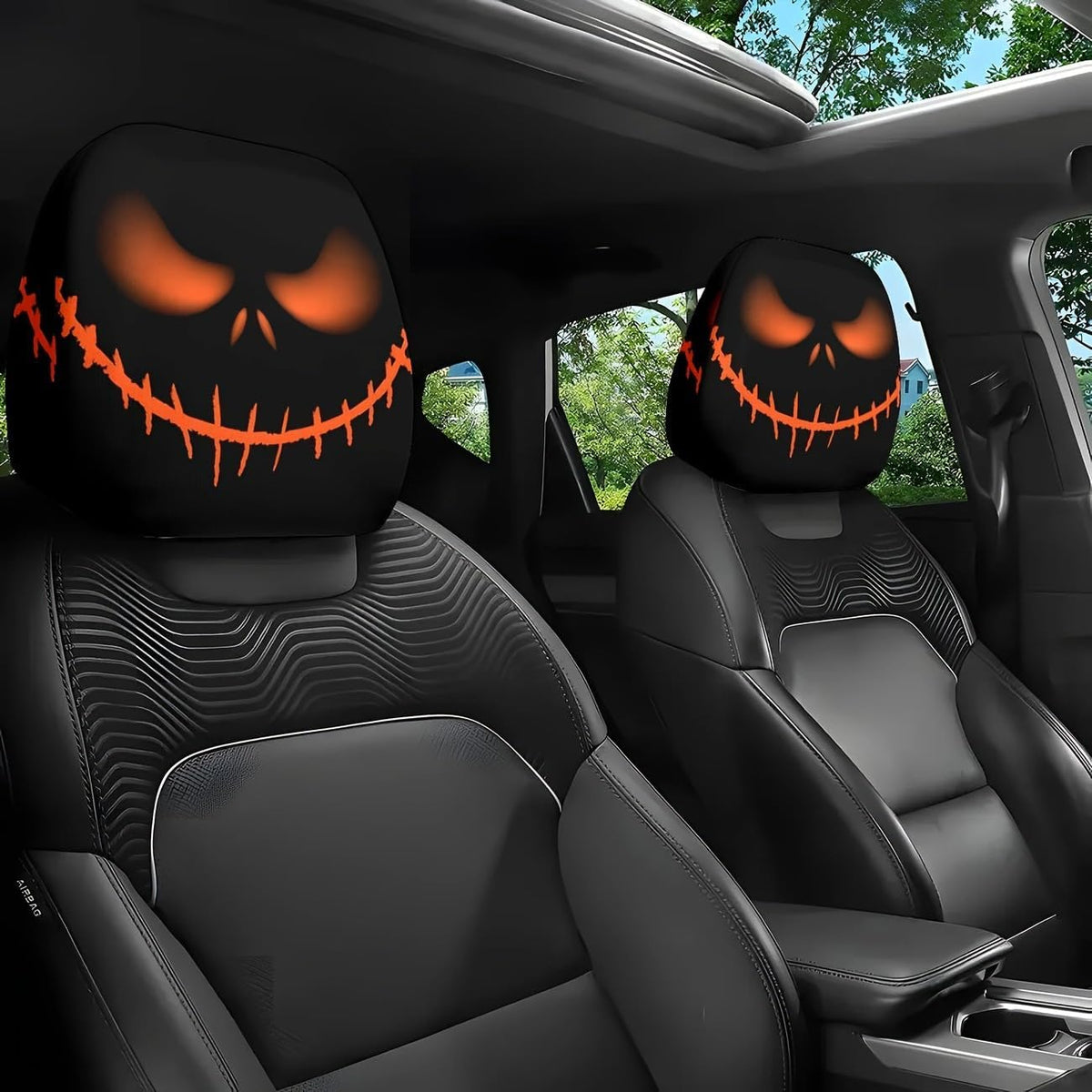 Funny Cartoon car headrest Cover, 2 Pieces Set of Cute Funny Eyes, Suitable for Halloween, Christmas car Universal Elastic Models Funny Decoration mysite