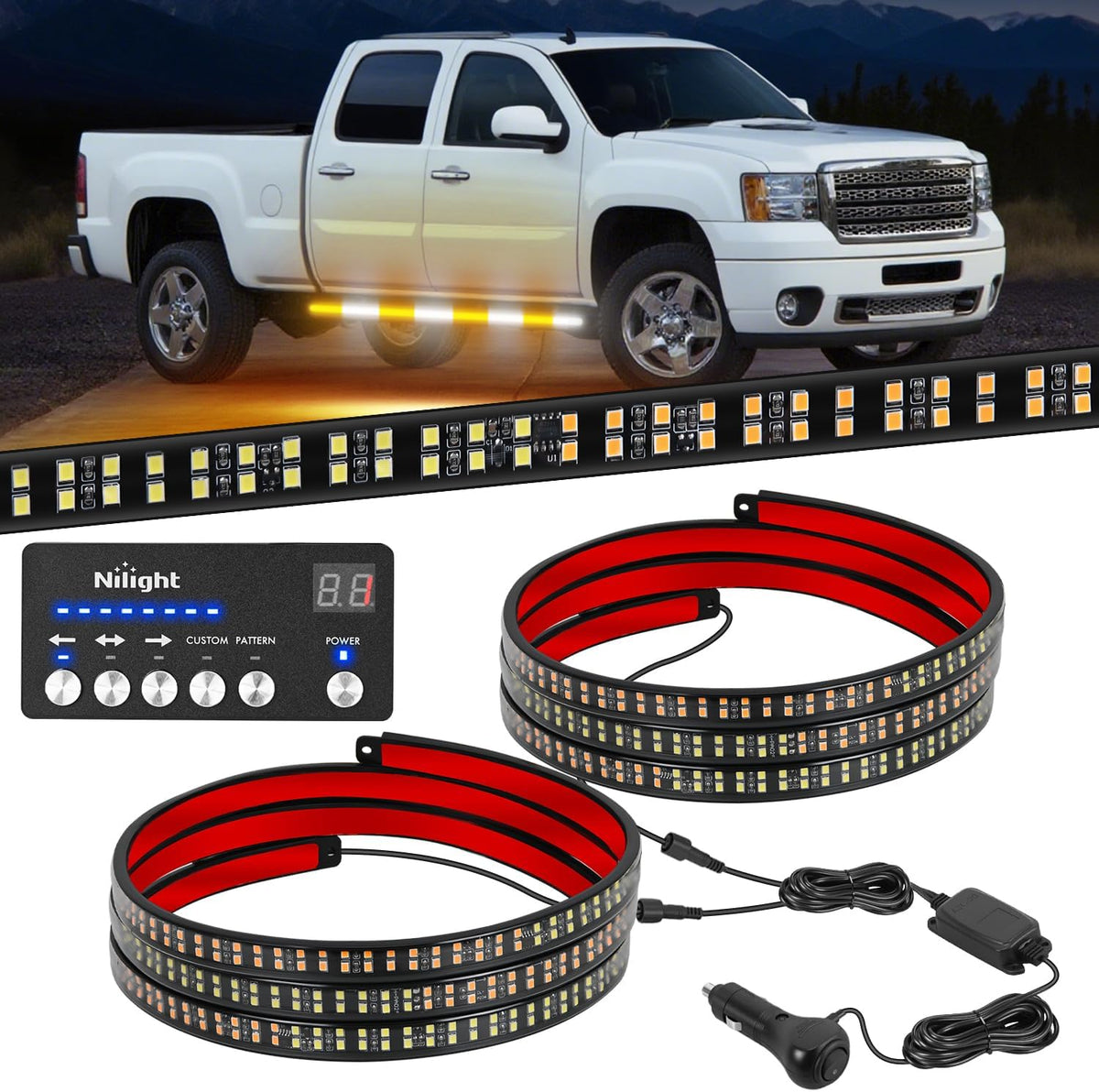 Nilight 8PCS Truck Pickup Bed Light Kit 24LED White | Rock for Van Off-Road Under Car Side Marker Foot Wells Rail Lights with Switch mysite